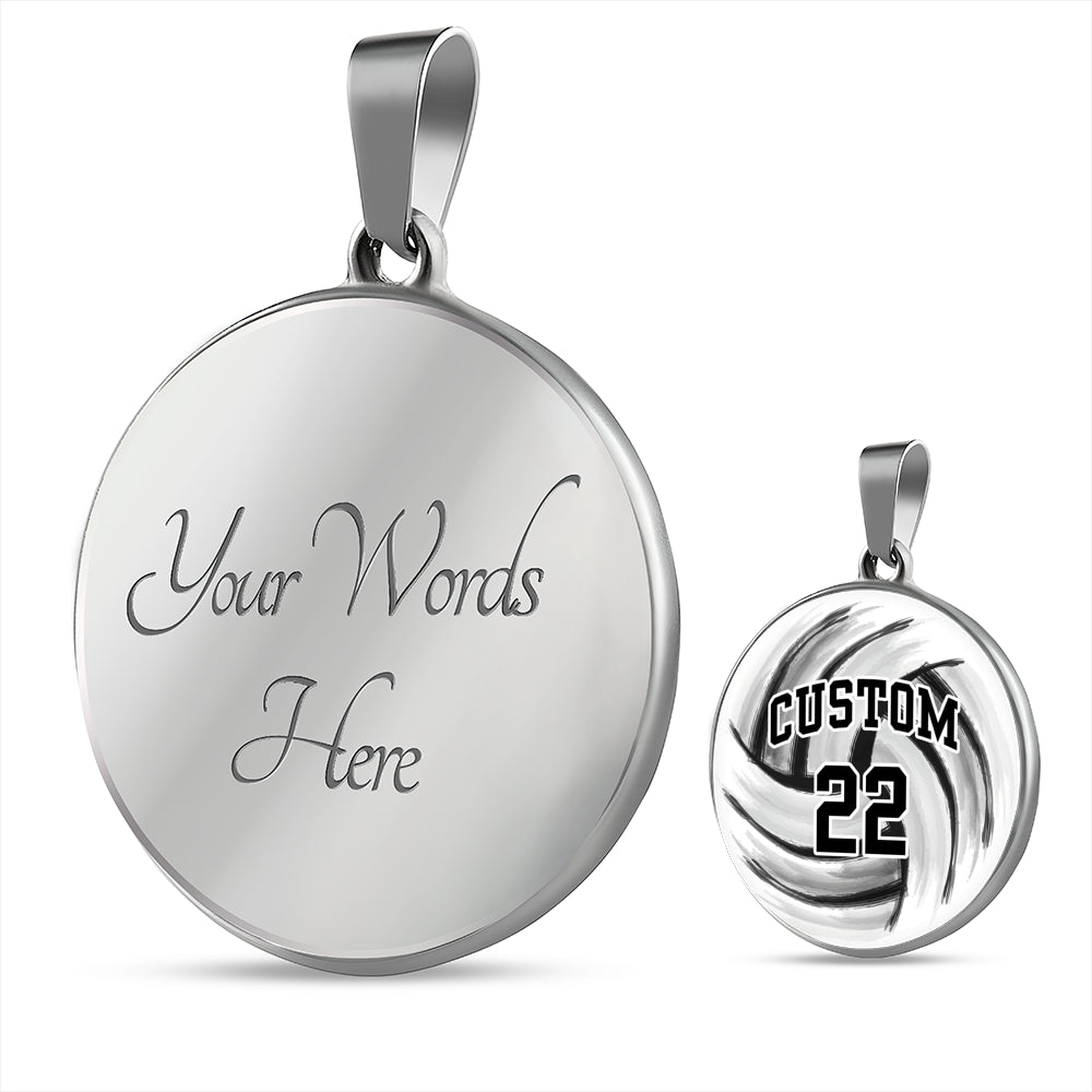 Volleyball - Circle Necklace - Customize with Name and Number