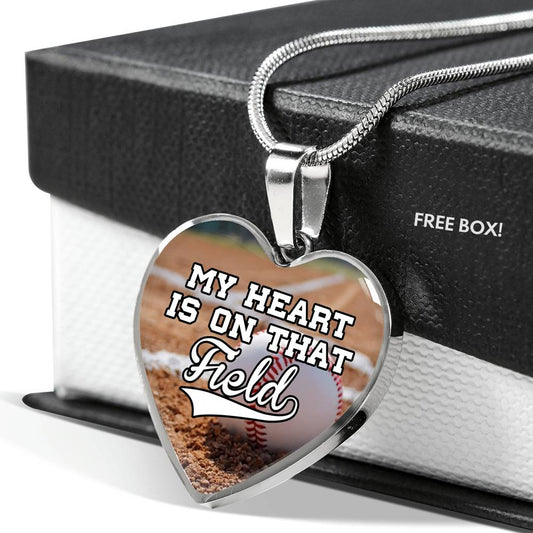 My Heart is on that Field - Baseball - Heart Necklace