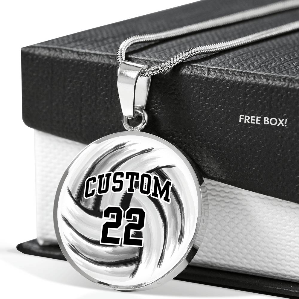 Volleyball - Circle Necklace - Customize with Name and Number