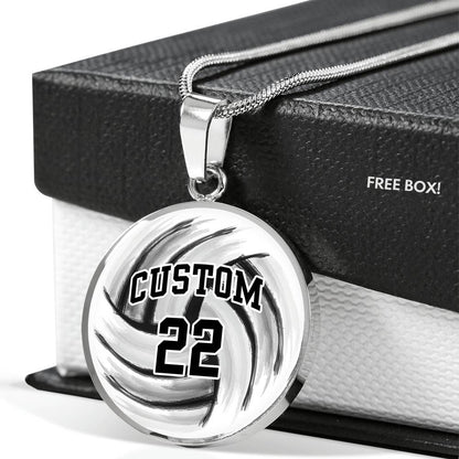 Volleyball - Circle Necklace - Customize with Name and Number