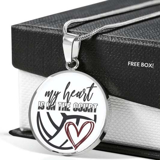 My Heart is on That Court - Volleyball - Circle Necklace