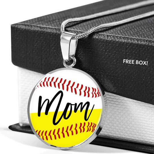 Baseball Softball Mom - Circle Necklace