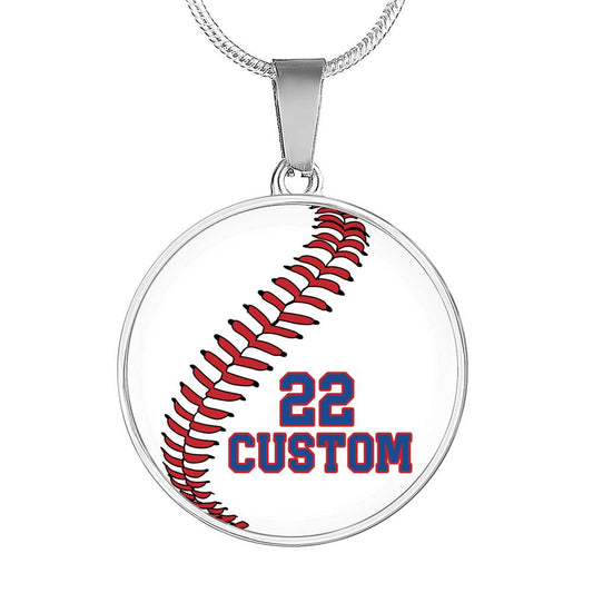 Baseball - Circle Necklace - Personalize with Name and Number