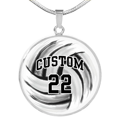 Volleyball - Circle Necklace - Customize with Name and Number