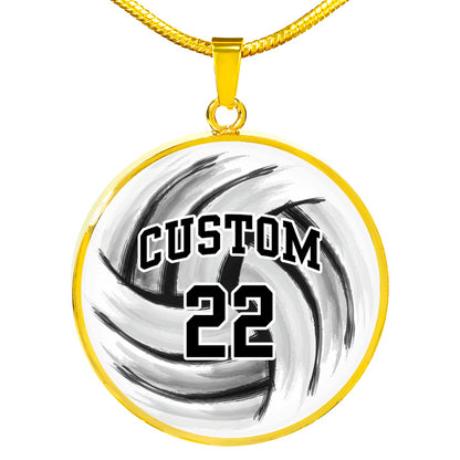 Volleyball - Circle Necklace - Customize with Name and Number