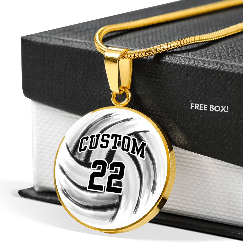 Volleyball - Circle Necklace - Customize with Name and Number