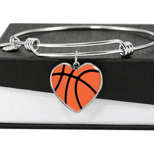 Basketball - Heart Bangle Bracelet