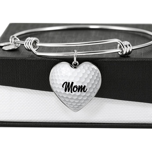 Golf Mom - Heart Bangle Bracelet