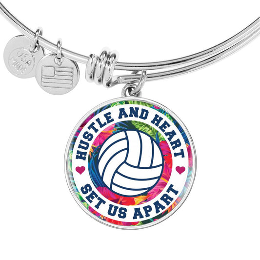 Hustle and Heart - Volleyball - Circle Bangle Bracelet