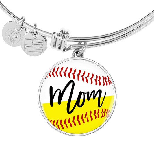 Baseball Softball Mom - Circle Bangle Bracelet
