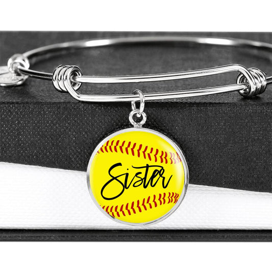 Softball Sister - Circle Bangle Bracelet