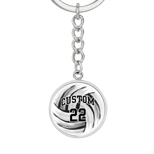 Volleyball - Circle Keychain - Customize with Player Name and Number