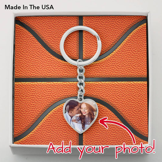 Custom Photo - Heart Keychain -  Basketball Card