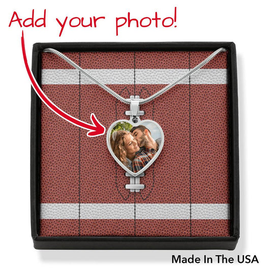 Custom Photo - Heart Necklace - Football Card