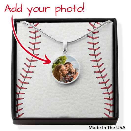 Custom Photo - Circle Necklace - Baseball