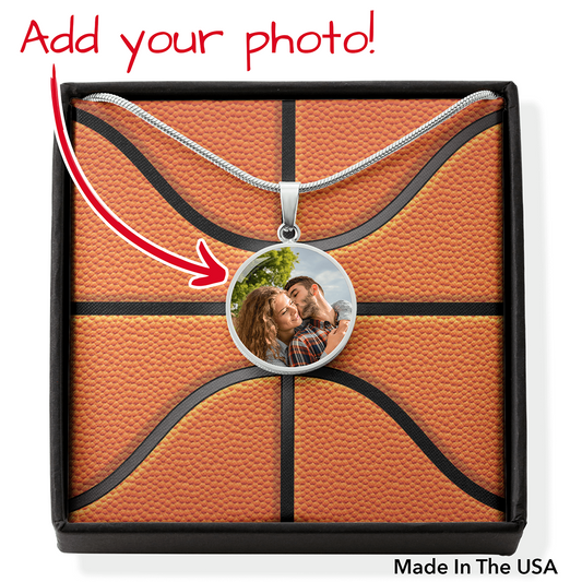 Custom Photo - Circle Necklace - Basketball