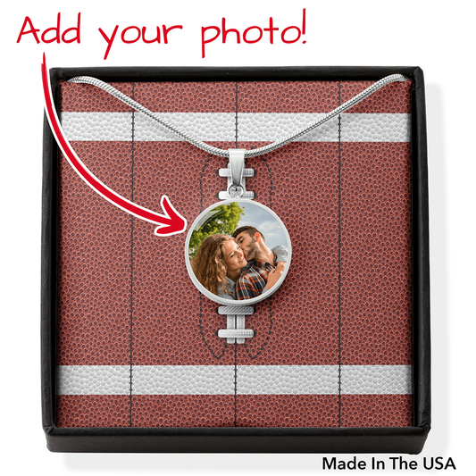 Custom Photo - Circle Necklace - Football