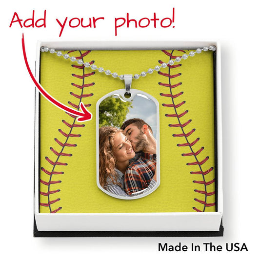 Custom Photo - Dog Tag Necklace - Softball
