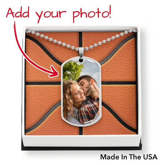 Custom Photo - Dog Tag Necklace - Basketball